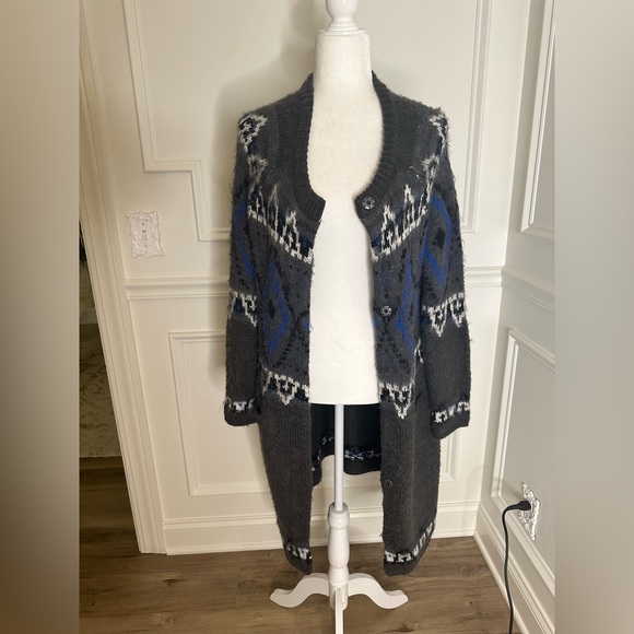 Free People Oversized Frosted Fair Isle Cardigan Jacket - Picture 2 of 10